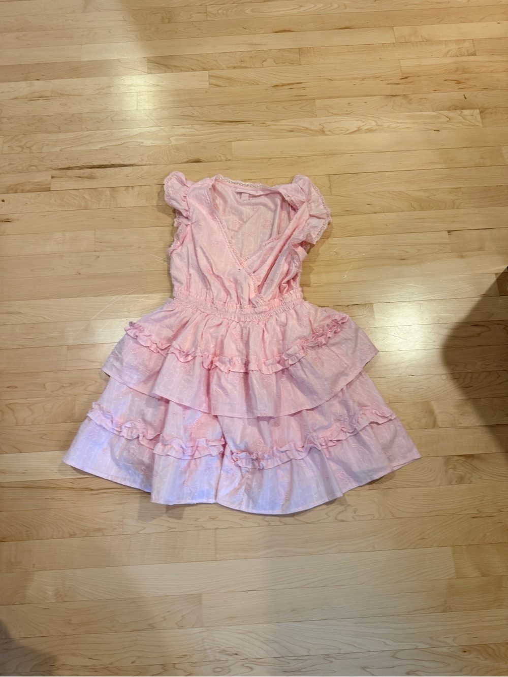 LoveShackFancy Light Pink Ruffle Tiered Dress for Kids
